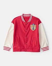 Toddler Boy Bear Long-Sleeve Varsity Fashion Jacket - Red