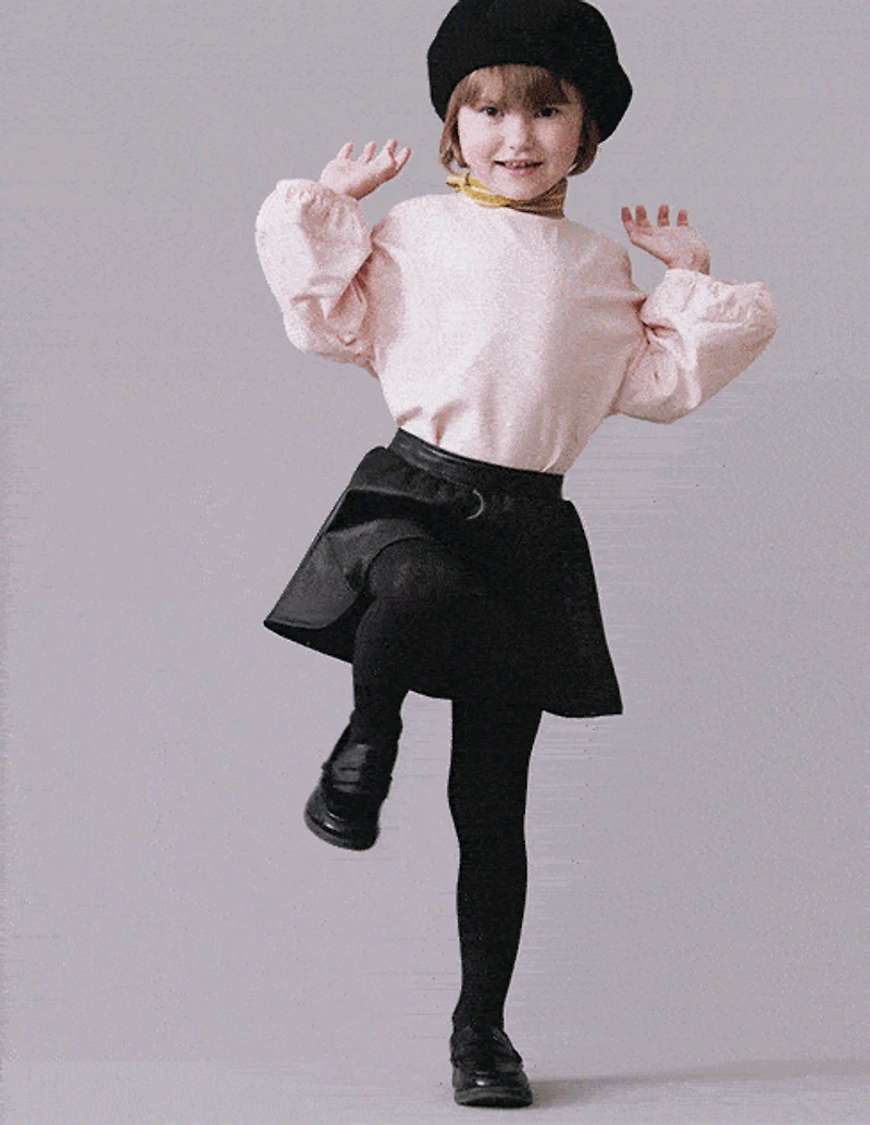 Toddler Girl Reagan Skort in Faux Leather - Black