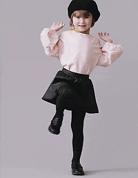 Toddler Girl Reagan Skort in Faux Leather - Black