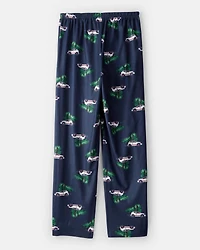 Adult Christmas Cars Fleece Loose Fit Pajama Bottoms- Navy