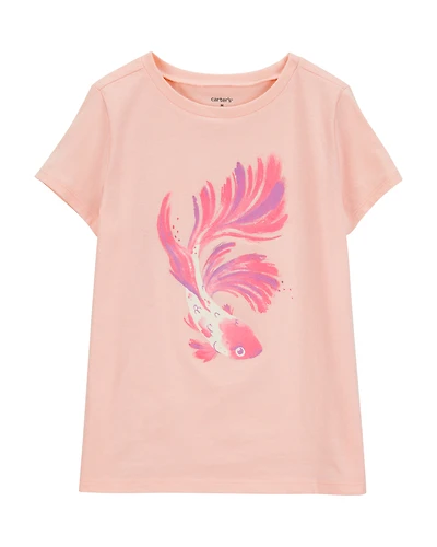 Girls Fish Short-Sleeve Graphic Tee - Orange
