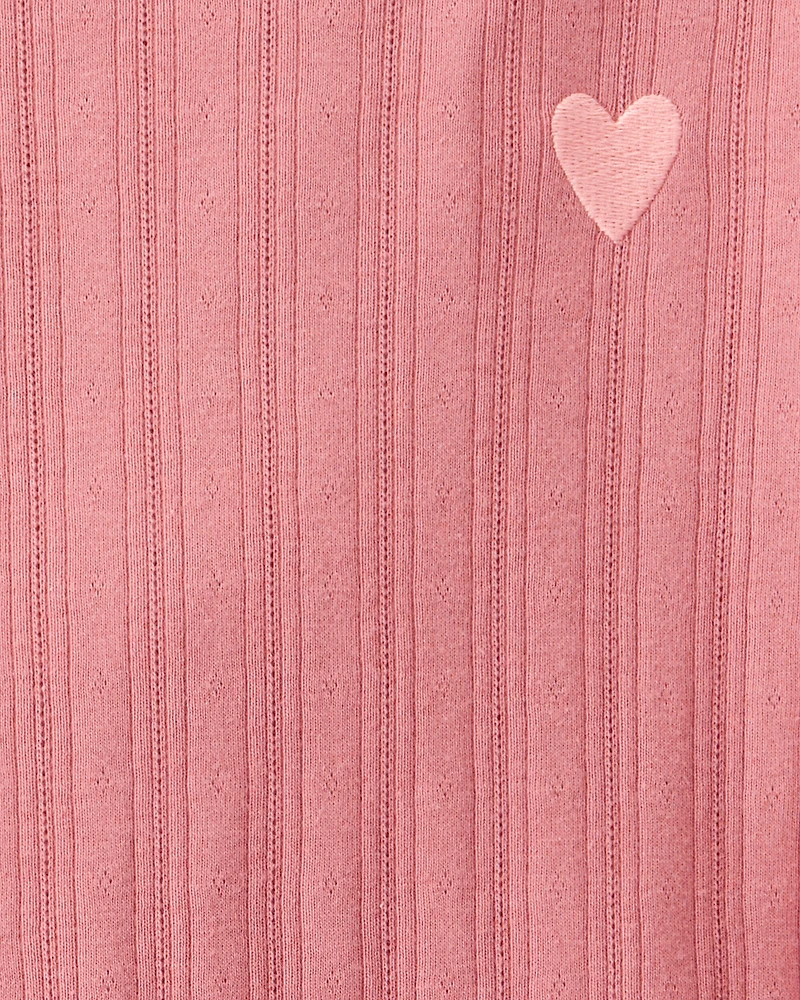 Kid Heart Embroidered Long-Sleeve Top - Pink