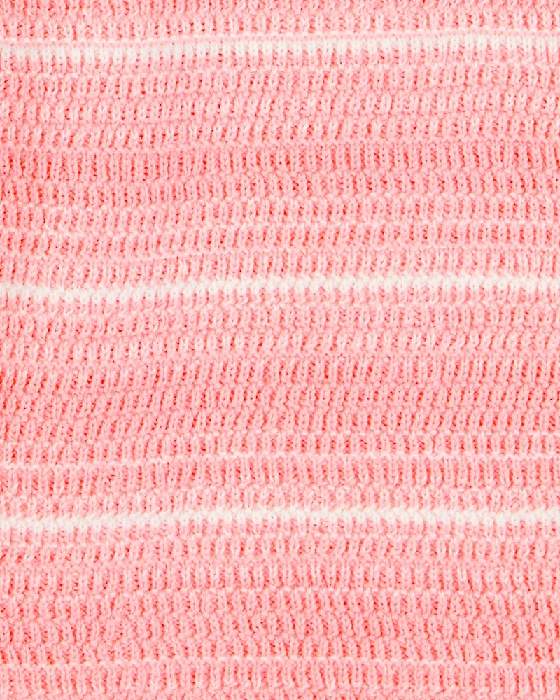 Kid Striped Sweater Knit Romper - Orange