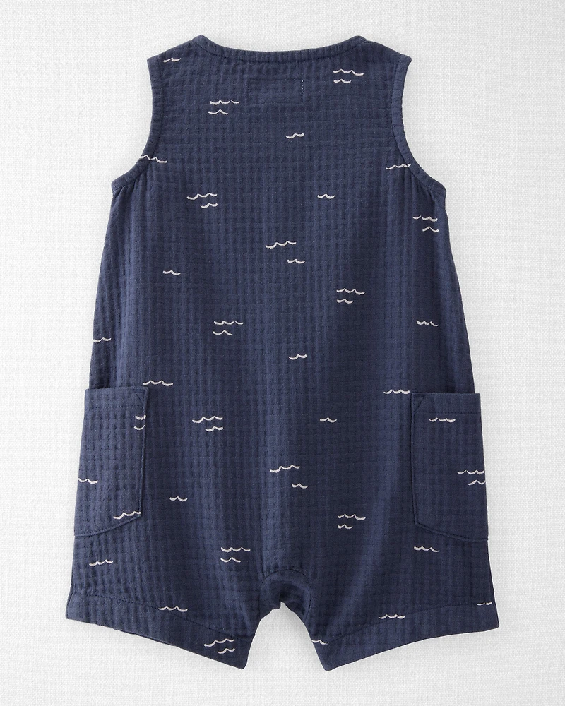 Baby Textured Organic Cotton Romper Waves