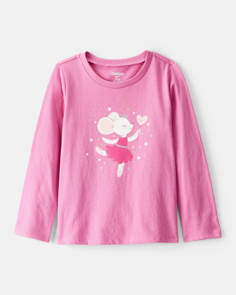 Toddler Girl Ballerina Long-Sleeve Graphic Tee - Pink