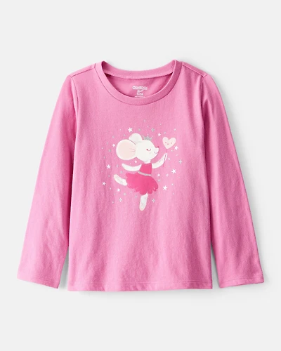 Toddler Girl Ballerina Long-Sleeve Graphic Tee - Pink