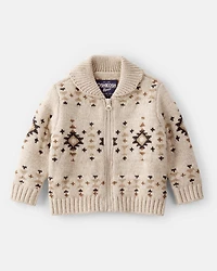 Baby Boy Southwestern Zip-Up Sweater - Ivory