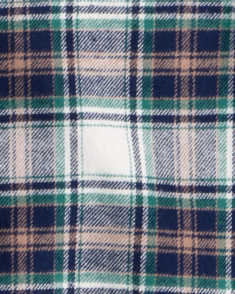 Toddler Boy Plaid Button-Down Shirt - Cream/Navy