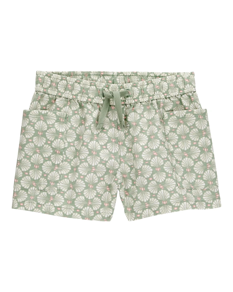 Baby Tropical Print Drawstring Shorts - Green