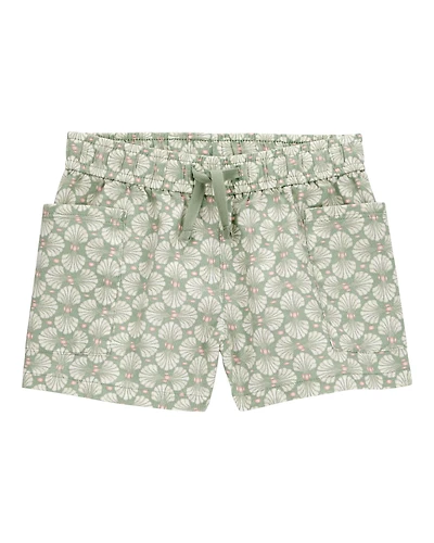 Baby Tropical Print Drawstring Shorts - Green
