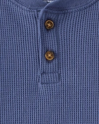 Baby Boy Long-Sleeve Thermal Henley Shirt - Blue