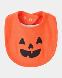 Baby Halloween Jack-O-Lantern Pumpkin Bib - Orange