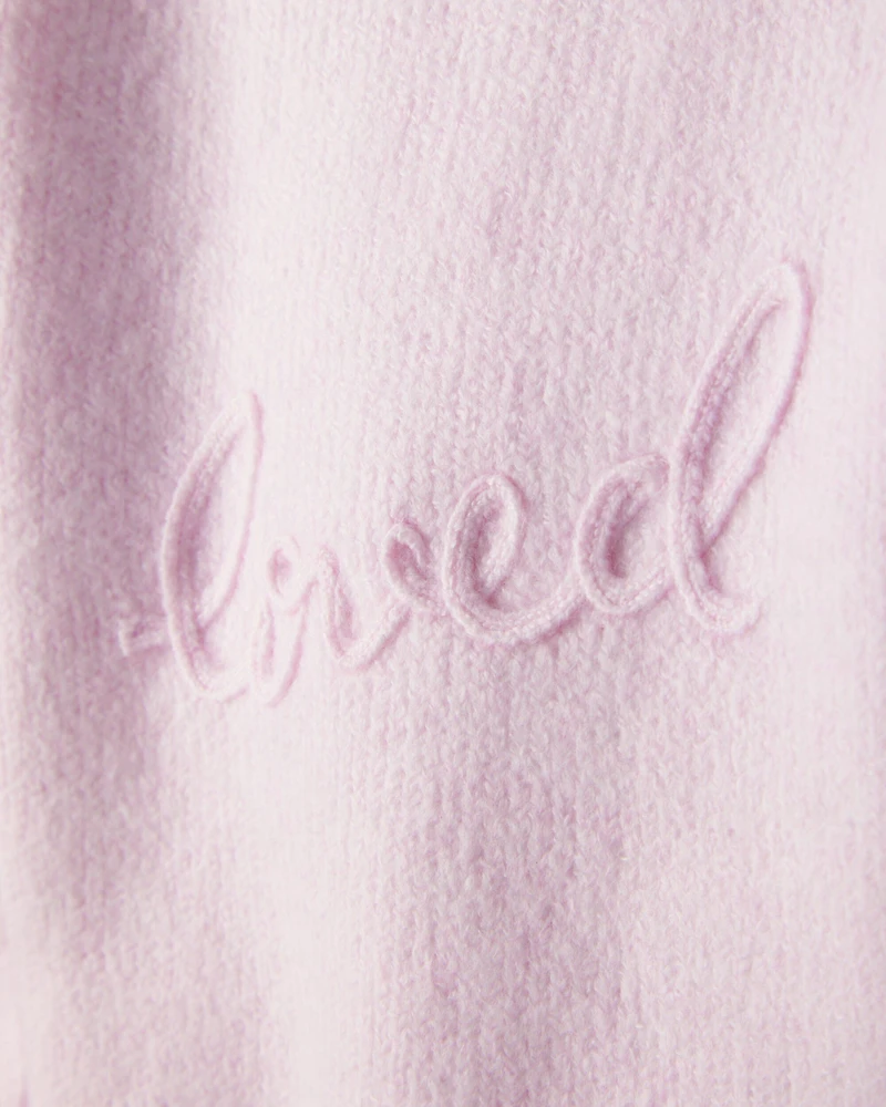 Baby Girl Embroidered Loved Long-Sleeve Sweater - Pink