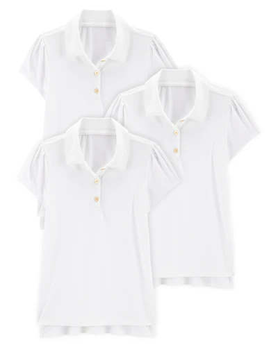 Kid 3-Pack Active Uniform Polo Shirts in Moisture Wicking BeCool™ Fabric - White