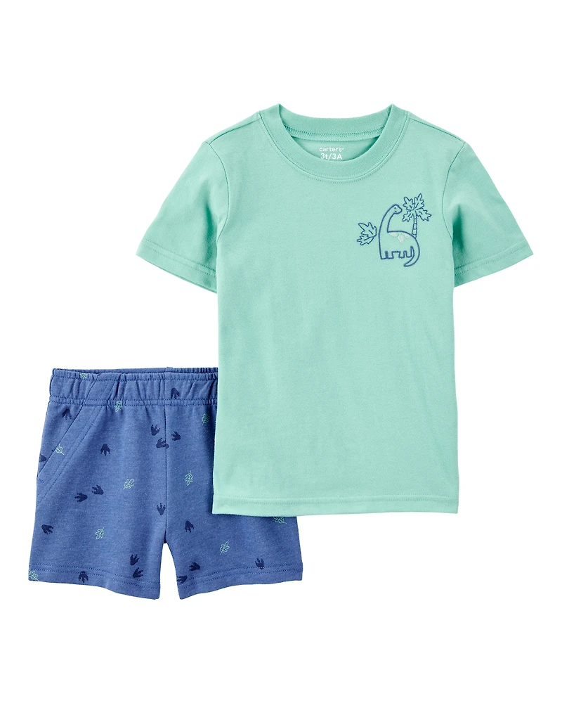 Toddler 2-Piece Dinosaur Outfit Set - Green/Navy