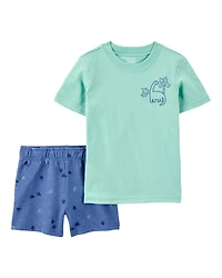 Toddler 2-Piece Dinosaur Outfit Set - Green/Navy