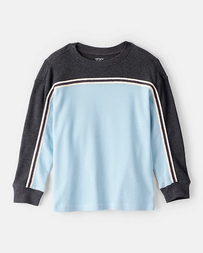 Boys Colorblock Thermal Long-Sleeve Tee - Blue/Grey