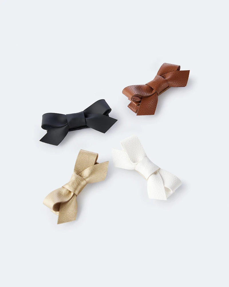 Toddler Girl 4-Pack Faux Leather Bow Clips