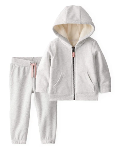 Baby Girl 2-Piece DayDream Fleece Hooded Sweatshirt & Joggers Set - Grey