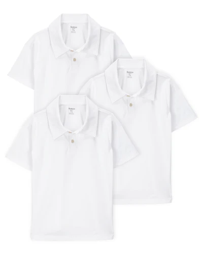 Kid 3-Pack Active Uniform Polo Shirts in Moisture Wicking BeCool™ Fabric - White