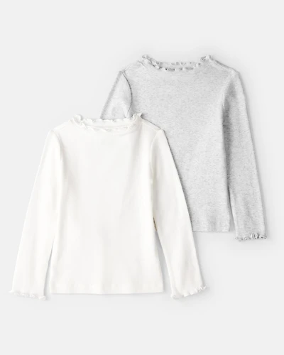 Toddler Girl 2-Pack Mock Neck Long-Sleeve Tops - White