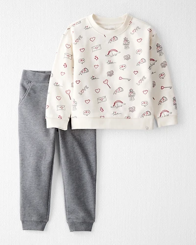 Toddler 2-Piece Organic Cotton Set in Little Loves Print
