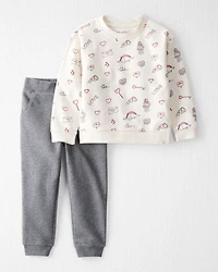 Toddler 2-Piece Organic Cotton Set in Little Loves Print
