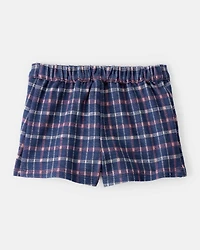 Baby Girl Plaid Print Knit Skort - Navy/Blue