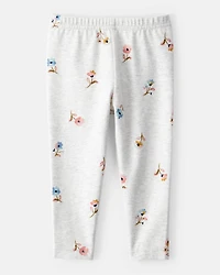 Baby Girl 2-Piece Floral Peplum Top & Pull-On Leggings Set - Grey