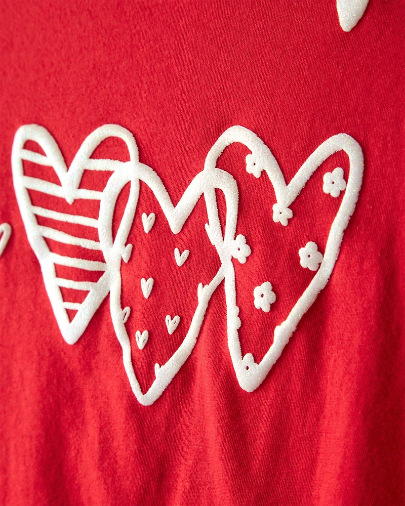 Girls Valentine Heart Long-Sleeve Graphic Tee - Red