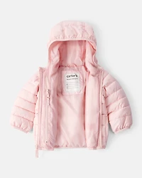 Baby Hooded Puffer Jacket - Pink