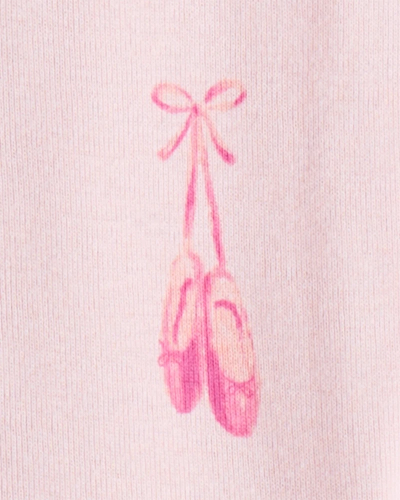 Toddler Girl Ballet 100% Cotton 1-Piece Pajamas - Pink