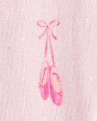 Toddler Girl Ballet 100% Cotton 1-Piece Pajamas - Pink