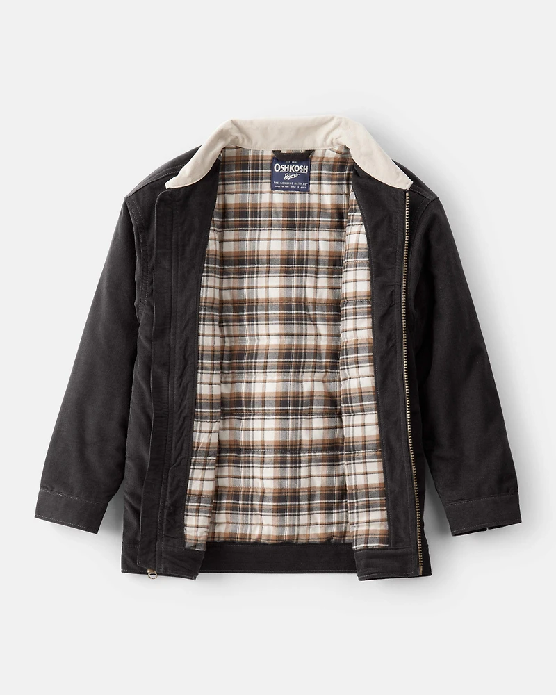 Boys Corduroy Long-Sleeve Zip-Up Fashion Jacket - Black