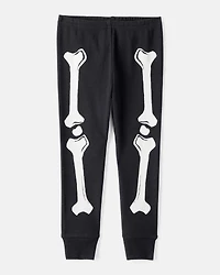 Toddler 2-Piece Glow Halloween Skeleton 100% Snug Fit Cotton Pajamas - Black