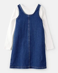 Girls 2-Piece Denim Long-Sleeve Dress Set