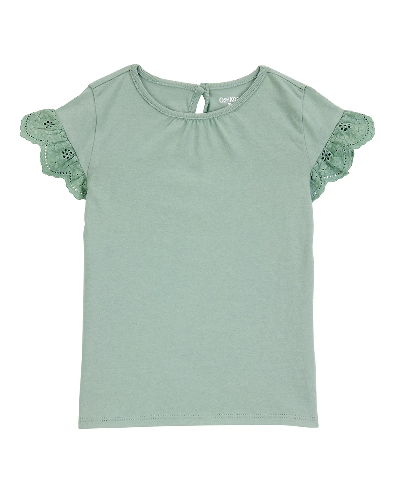 Toddler Flutter Sleeves Short-Sleeve Fashion Top - Green