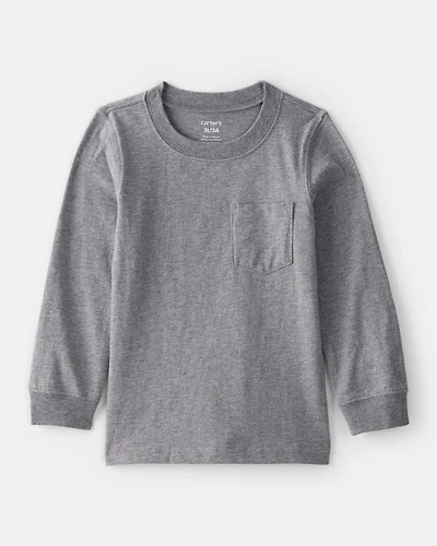 Toddler Boy Long-Sleeve Pocket Tee - Grey