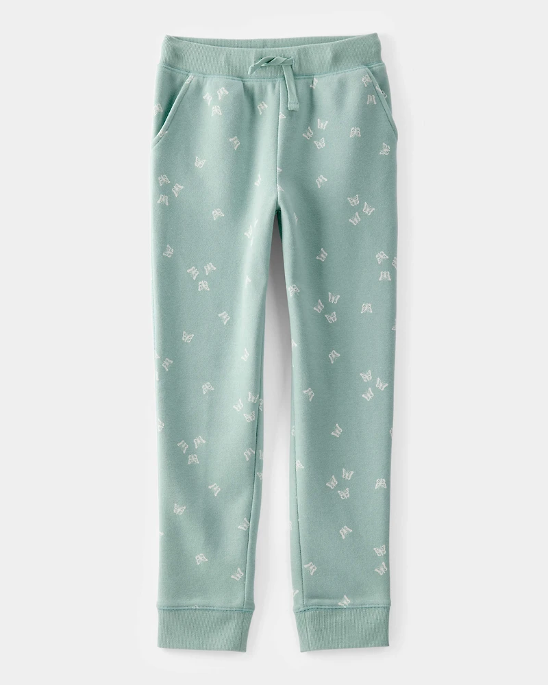 Girls 2-Piece DayDream Fleece Floral Hooded Zip-Up Jacket & Drawstring Joggers Set - Green