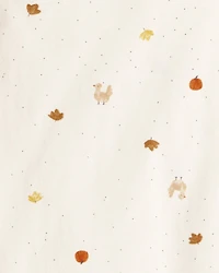 Baby Girl 3-Piece Thanksgiving Print Dress Set - White/Brown