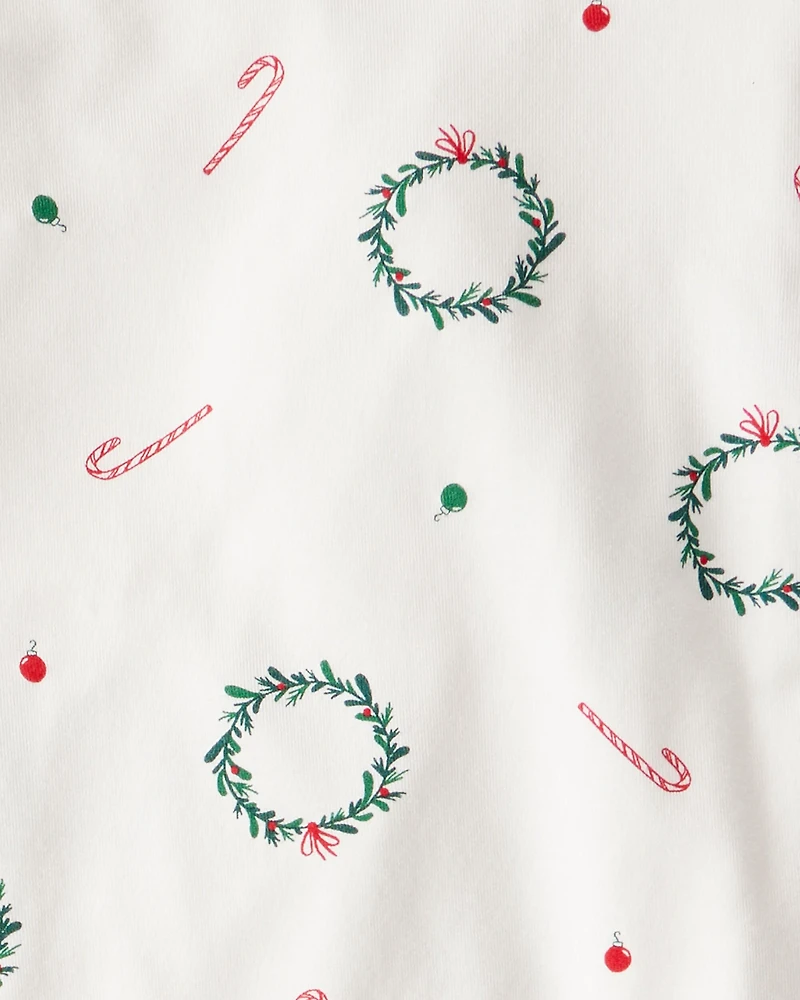 Toddler Wreath PurelySoft Snug Fit 2-Piece Pajamas - White