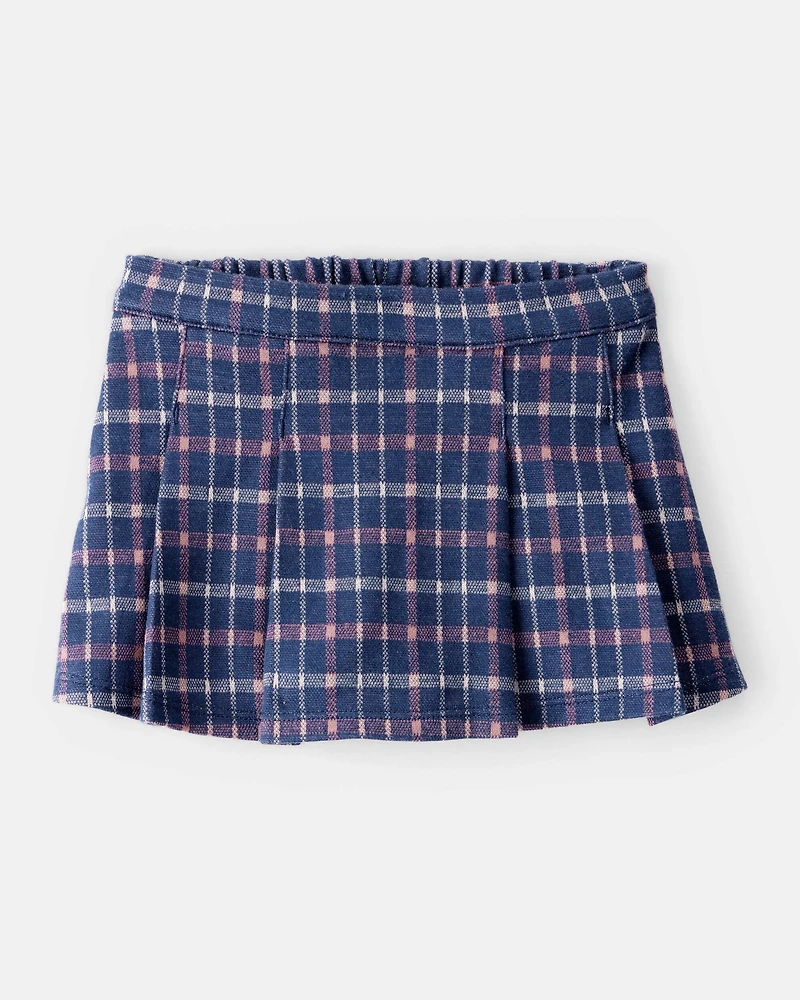 Baby Girl 2-Piece Cherry Long-Sleeve Sweater & Plaid Knit Skort Set - Ivory/Navy
