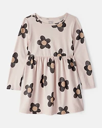Toddler Girl Floral Print Long-Sleeve Dress - Ivory