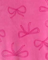 Toddler Girl Bow Print DreamPlush Long-Sleeve Snug Fit 2-Piece Pajamas - Pink