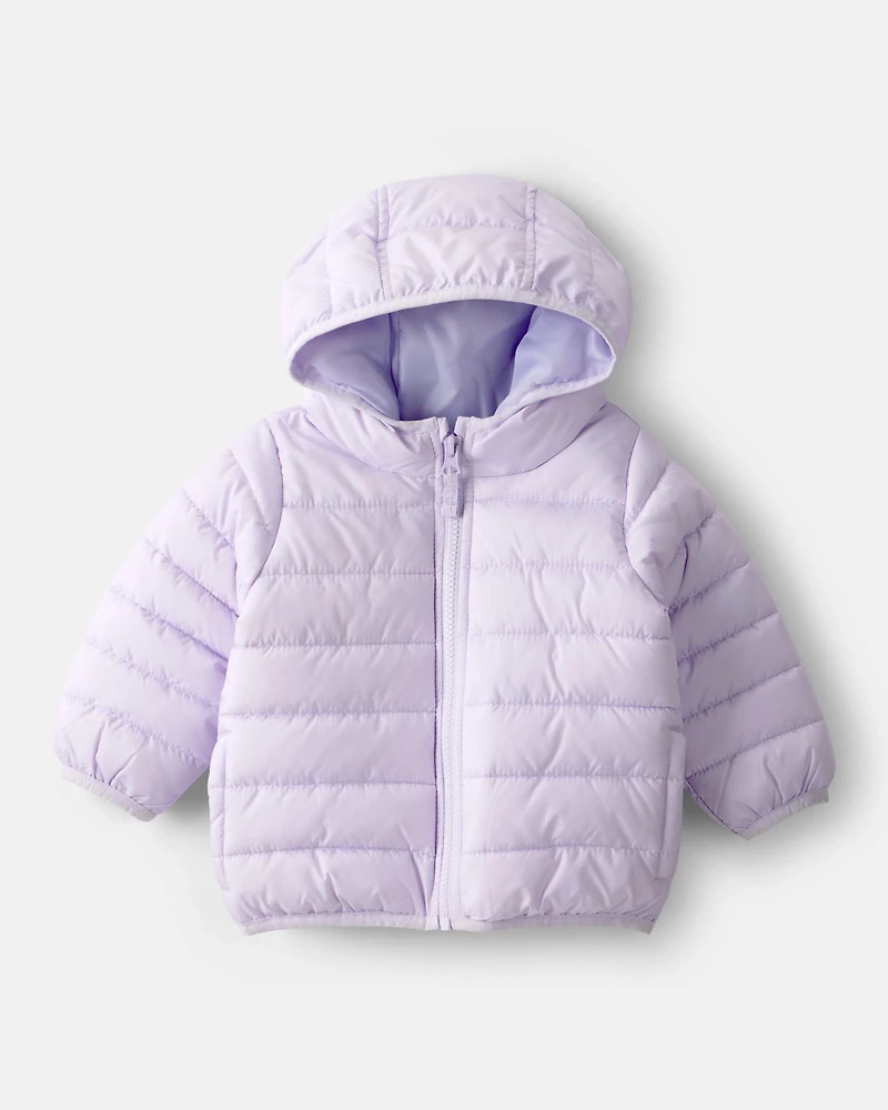 Baby Hooded Puffer Jacket - Purple