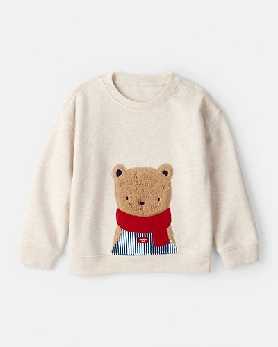 Toddler Boy Bear Fleece Long-Sleeve Pullover Sweatshirt - Beige