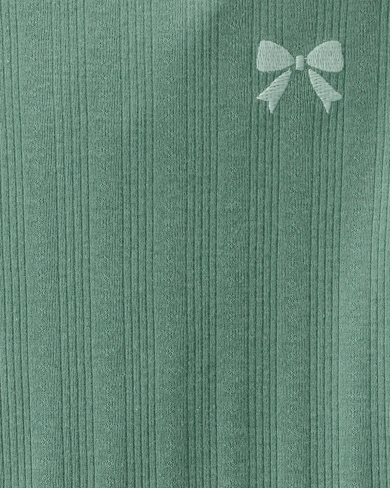 Kid Bow Embroidered Long-Sleeve Tee - Green