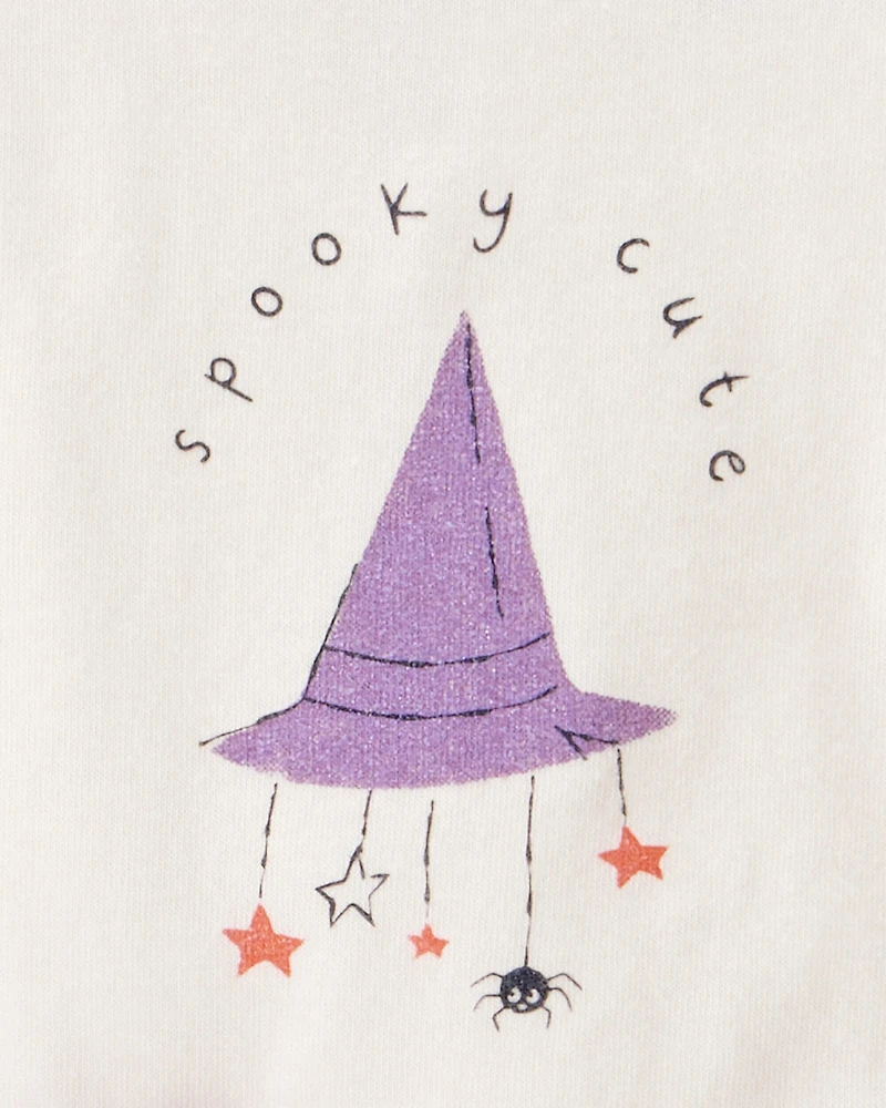 Baby Girl 2-Piece Halloween "Spooky Cute" Bodysuit & Tutu Pant Set - Ivory/Purple