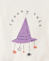 Baby Girl 2-Piece Halloween "Spooky Cute" Bodysuit & Tutu Pant Set - Ivory/Purple