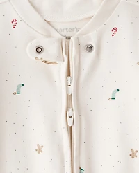 Baby Mini Christmas 100% Cotton Sleep & Play Pajamas - Cream